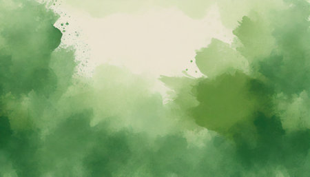 green background with watercolor texture in abstract vintage pastel green border design with faded textured beige paint color centerの素材
