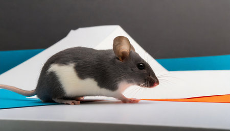 side view of a mouse generative ai on white and backgroundの素材