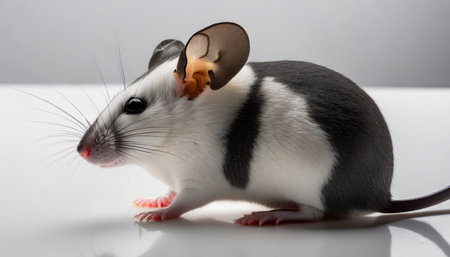 side view of a mouse generative ai on white and backgroundの素材