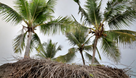coconut trees in different stems on backgroundの素材