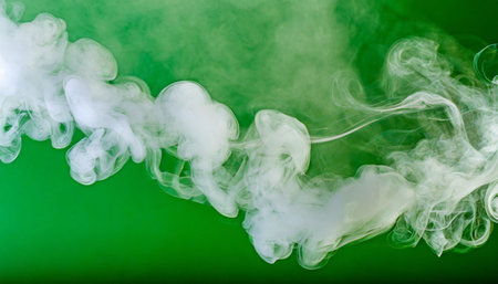 steam on the green backgroundの素材