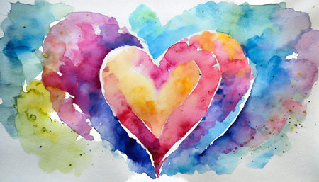 watercolor heart concept love relationship art paintingの素材