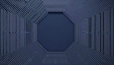 hexagonal dark blue navy background texture placeholder radial center space 3d illustration 3d rendering backdropの素材