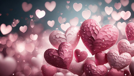 valentine s day pink hearts backgroundの素材