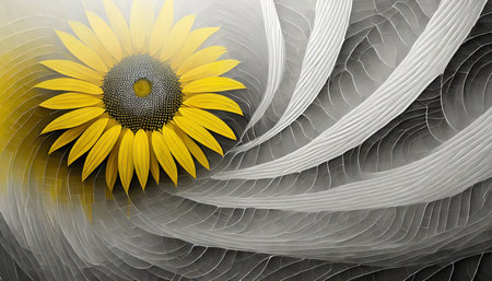 combining sunflower yellow and misty gray in an abstract futuristic texture on a background generative aiの素材