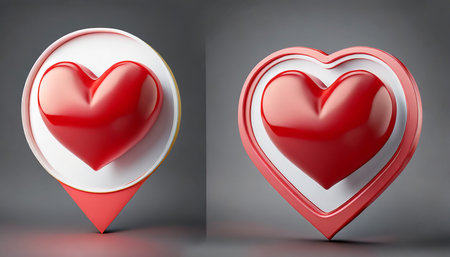 set of heart in speech bubble icon on empty background background love like heart social media notification icon emoji chat and social network 3d illustrationの素材
