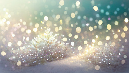 xmas brilliance glitter white background sparkling snow effect glow pastel bokeh winter holidays decorの素材