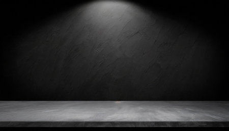 the black room perspective cement floor or concrete shelf table used as a studio background wall to display your products loft styleの素材