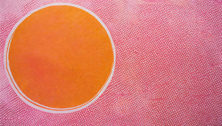 orange circle on pink abstract risograph print textured background made with generative aiの素材