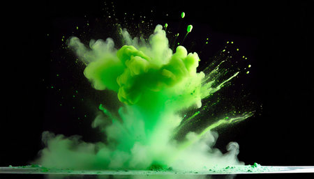 green paint splash explosion smoke cloud on background generative aiの素材