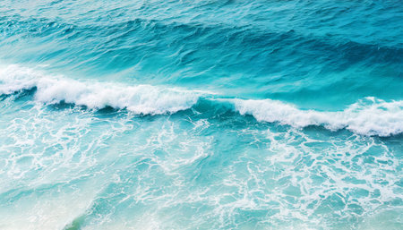 blue sea wave tide pattern on white background closeup top view turquoise ocean water surf texture summer holidays frame border tropical vacation backdrop travel banner design copy spaceの素材