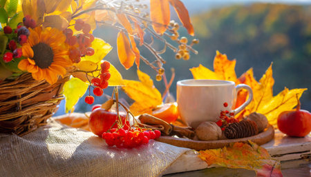 autumn still life in bright sunlightの素材