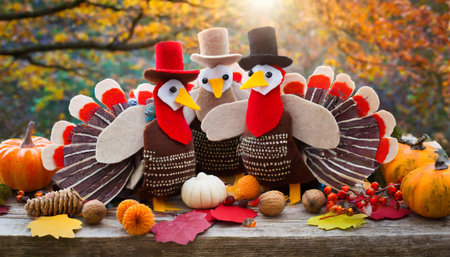 felt turkeys for thanksgivingの素材