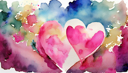 watercolor heart concept love relationship art paintingの素材