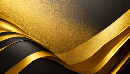 golden shiny gradient background golden paper with metallic effect gold and black wave texture ai generatedの素材