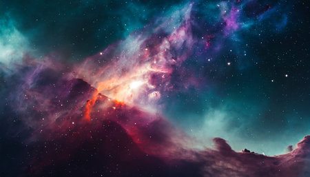 cosmic background with a nebula in deep spaceの素材