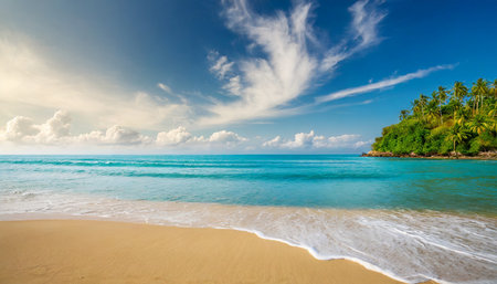 beautiful sandy beach and tropical seaの素材