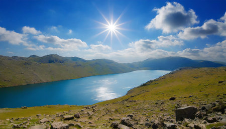 blue sky and sunの素材