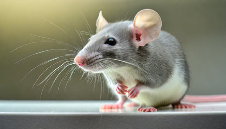 cute gray little mouse gray rat closeup veterinarian consultation rodent specialist smart rodent rat pet generative aiの素材