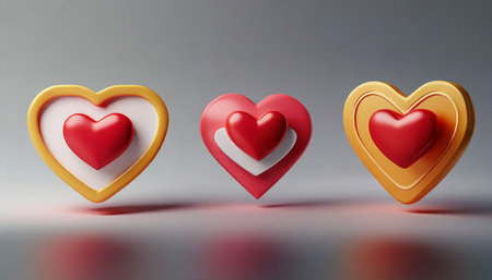 set of heart in speech bubble icon on empty background background love like heart social media notification icon emoji chat and social network 3d illustrationの素材
