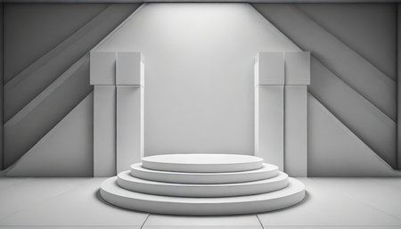 white podium on white background for design 3d renderの素材