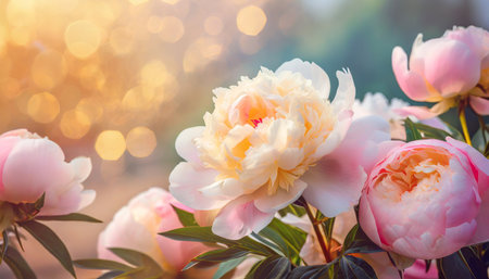 blossoming delicate peony pastel and soft backgroundの素材
