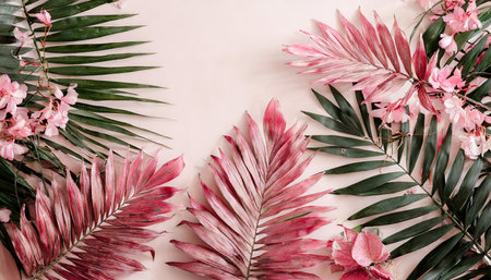 pink palm leavesの素材