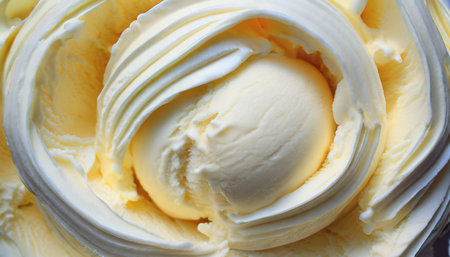 texture of white ice cream background close up whipped mascarpone cream cheese top view overhead view of vanilla ice cream surface generative ai photoの素材