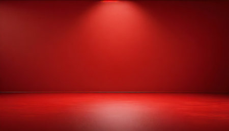 empty red studio room used as background for display your productsの素材