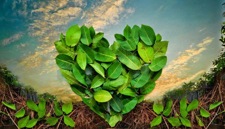 leaves in forming a heart shape world environment day and earth day background generative aiの素材
