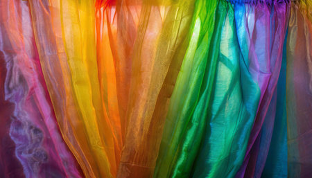 organza fabric in rainbow colorの素材