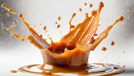 caramel splash on white background generative aiの素材