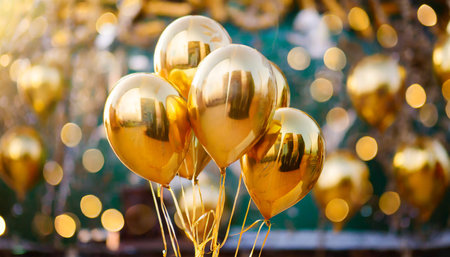 gold air balloons on a backgroundの素材