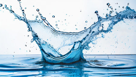 water splashing above white backgroundの素材