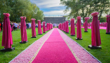 pink carpet at the film festival celebrity awards ceremonyの素材