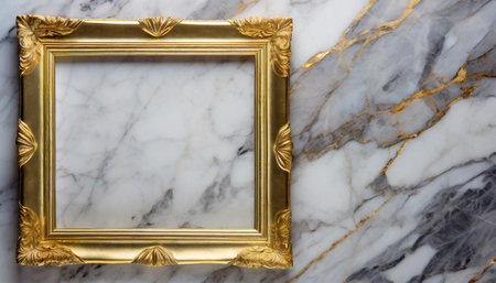 golden frame on a marble backgroundの素材