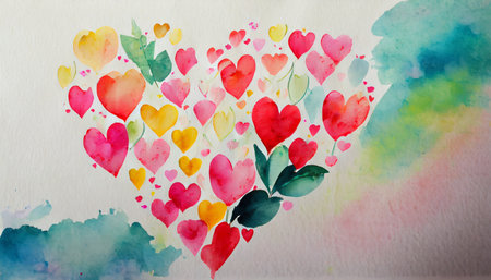 abstract watercolor heart background concept love valentine day greeting cardの素材