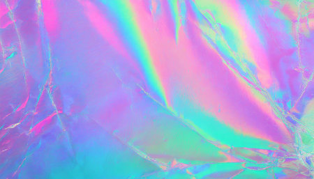 abstract trendy holographic background real texture in pale violet pink and mint colors with scratches and irregularitiesの素材
