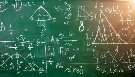 close up of math formulas on a blackboardの素材