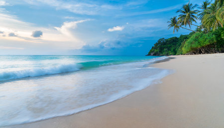 the clean and beautiful white beach of southern thailandの素材