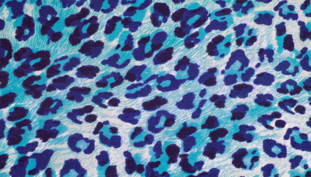 blue retro leopard animal print fur pattern fabricの素材