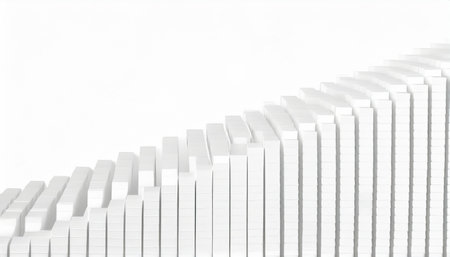 rows of cubes or boxes array on white background fading out abstract modern minimal data visualisation computer science research or business datum conceptの素材