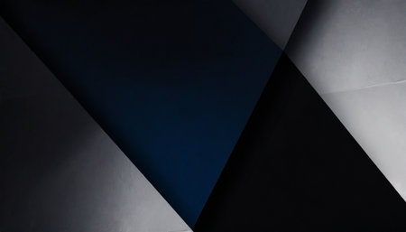 black dark gray blue white abstract background geometric pattern shape line triangle polygon angle fold color gradient shadow matte 3d effect rough grain grungy design template presentationの素材