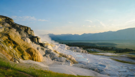 mammoth hot springs yellowstone national parkの素材