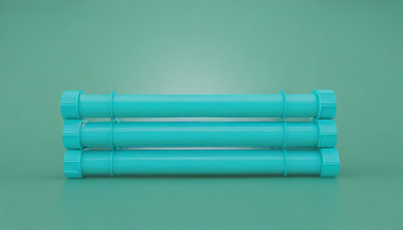 pvc plastic construction sever and water pipes 3d renderingの素材