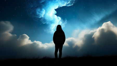 silhouette of mysterious people unknown cthulhu cloud lighting supernaturalの素材