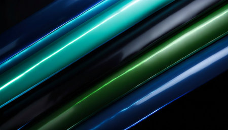 colored plastic sheeting rolls with beautiful shade and shadow on black background creative graphic wallpaper with blue and green for presentation concept of dynamic sci fi or futuristic spaceの素材