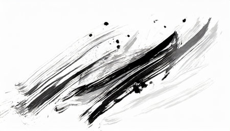 abstract grunge smudge with black brush strokes and splashesの素材