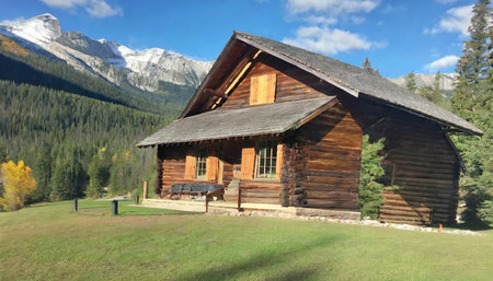 rustic mountain log cabinの素材