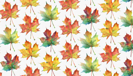 banner autumn pattern maple leaf bright on white backgroundの素材